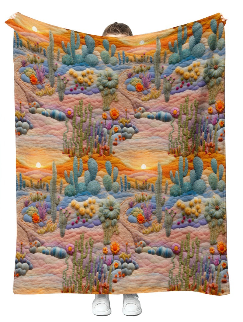 11. Embroidered Desert Plush Blanket 50x60
