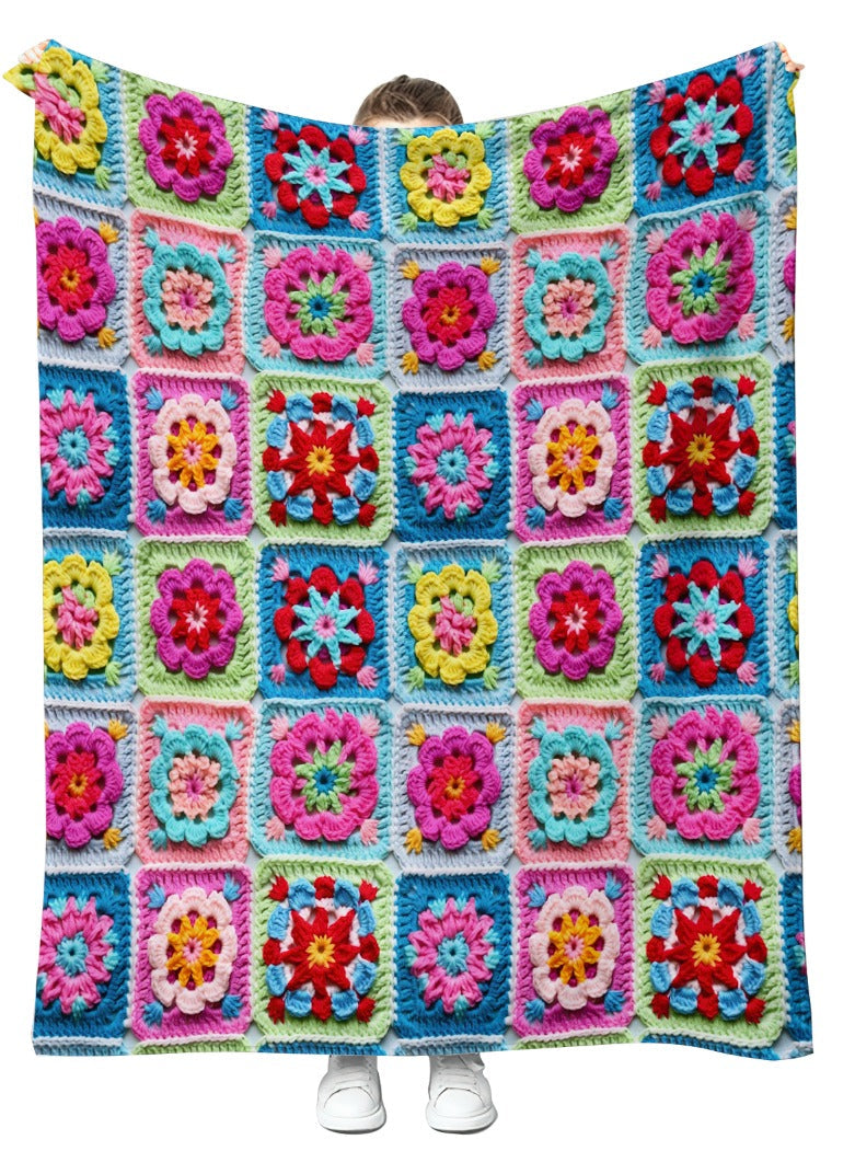2. Granny Squares Plush Blanket 50x60