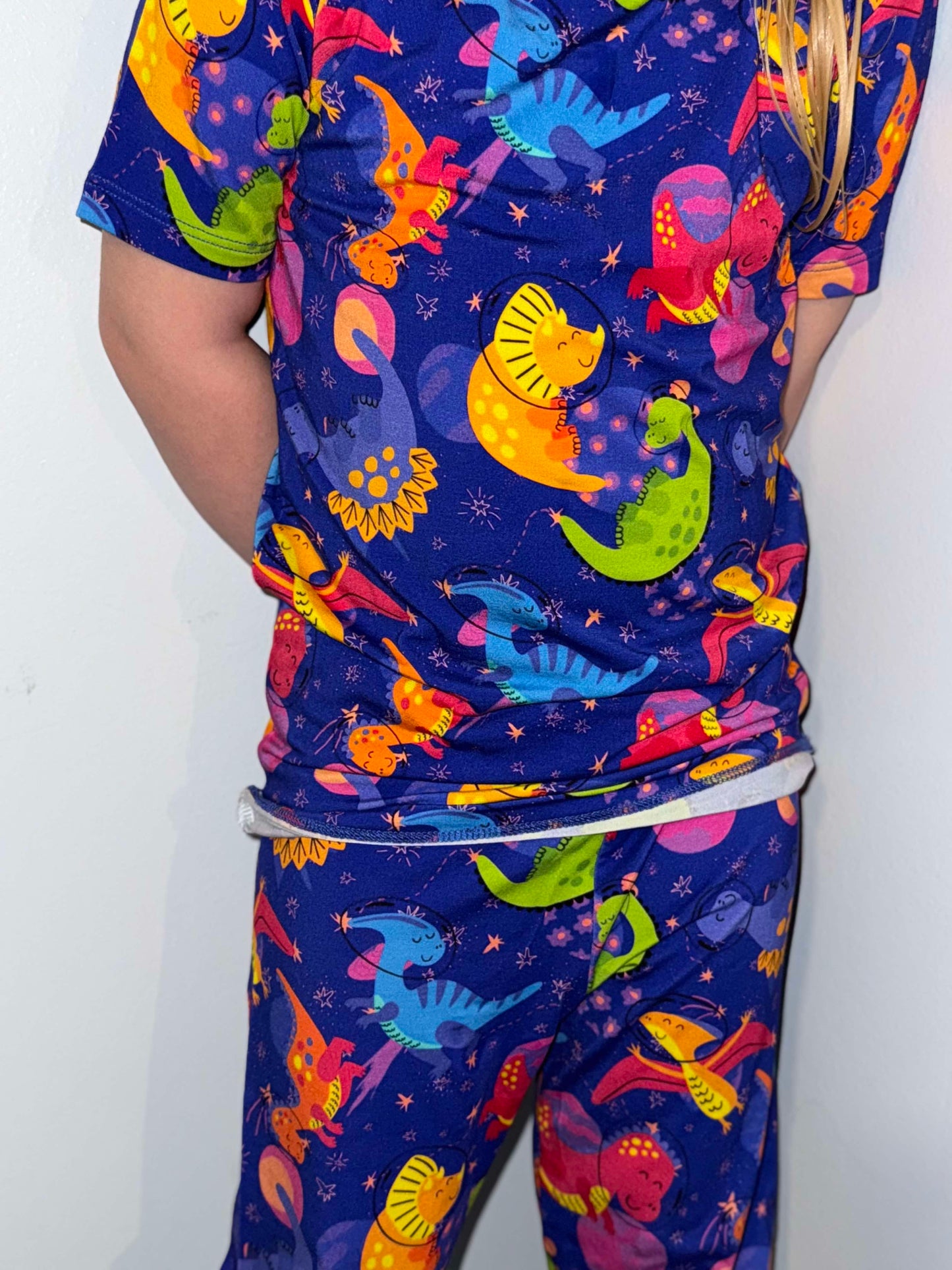 Dino-snores (purple) Short Sleeve 2pc Set