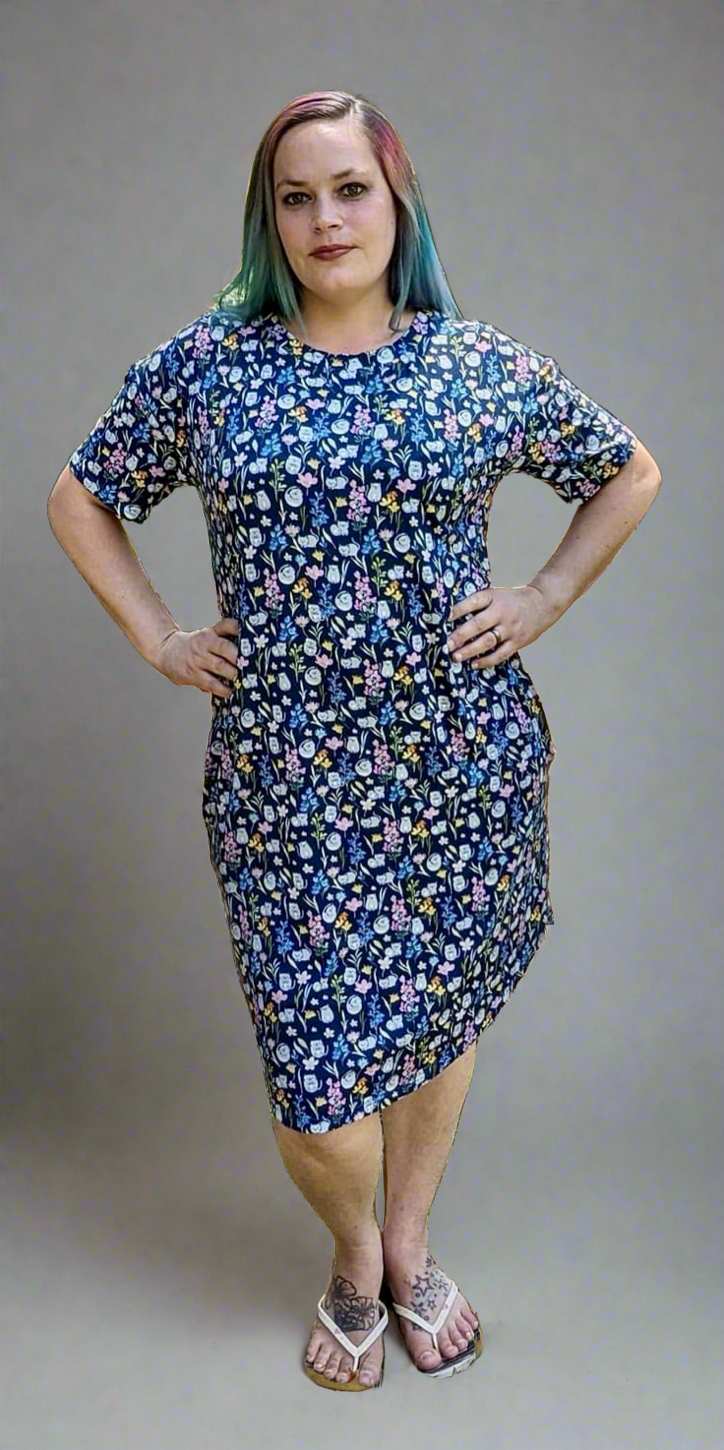 Clawed Meownet Floral Cats Adult Bamboo Sleep Shirt