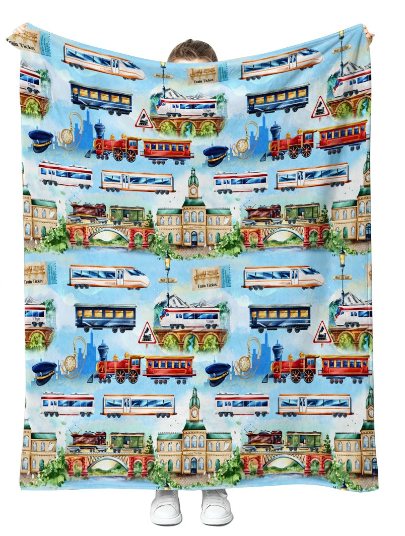41. Afternoon Train Ride Plush Blanket 50x60