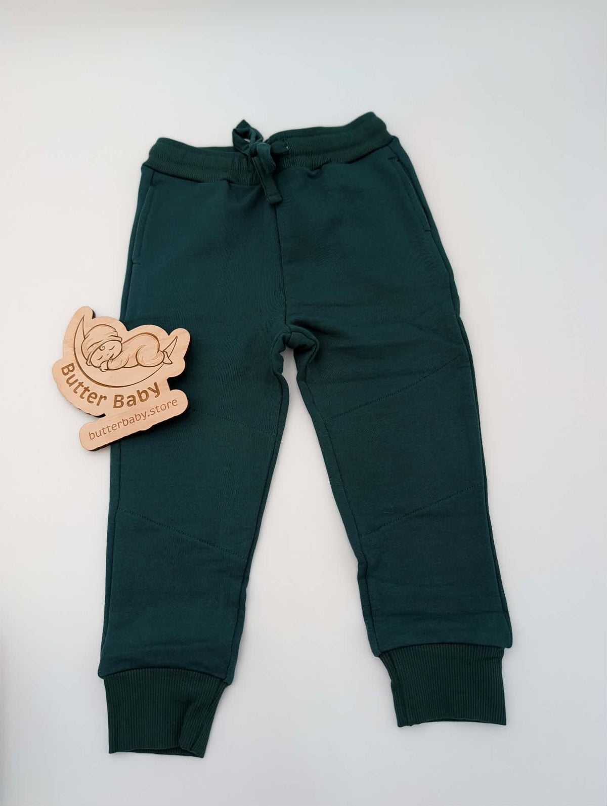 Dark Green Kids fitted joggers