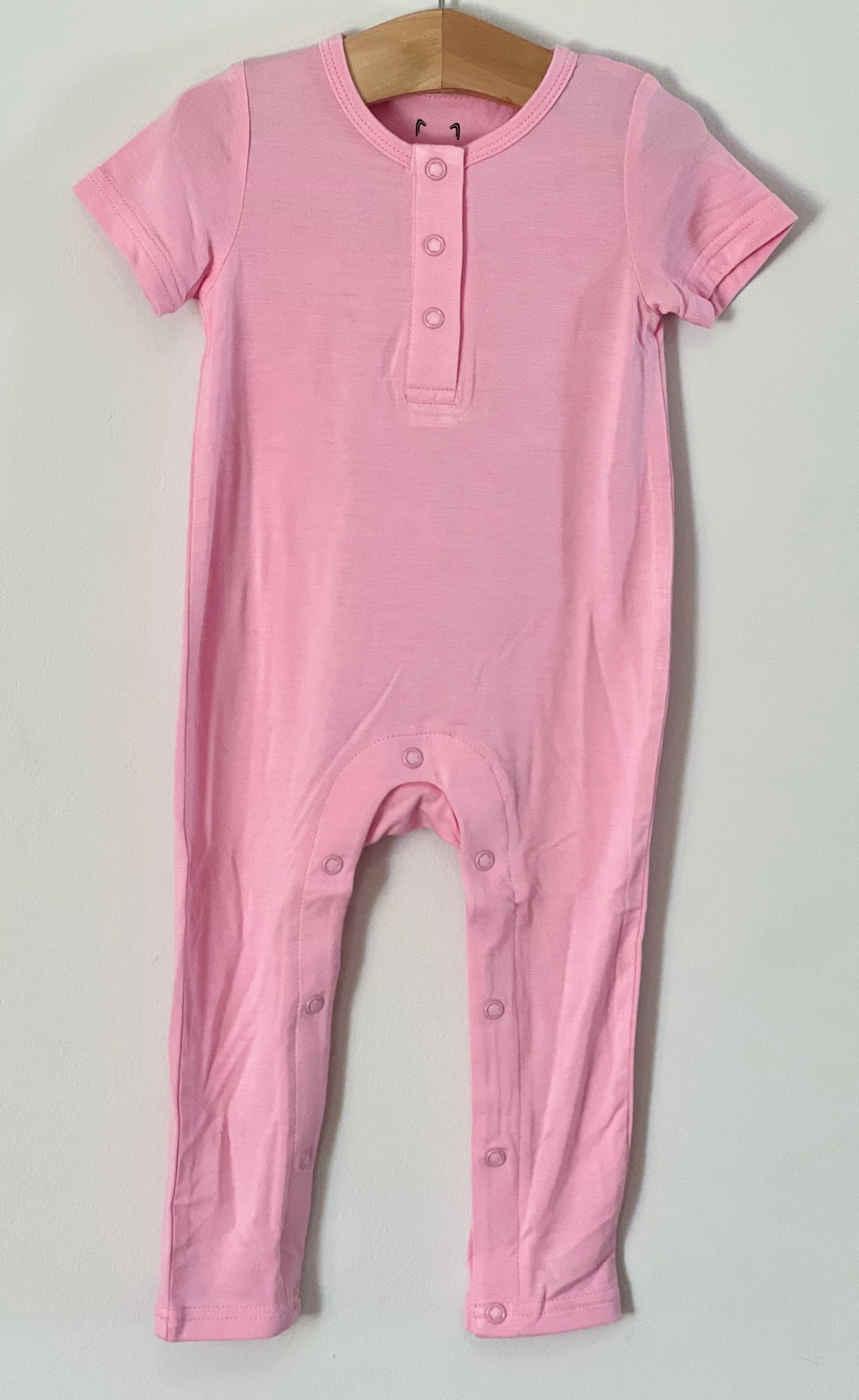 Tea Rose Pink Bamboo One Piece Snap Romper