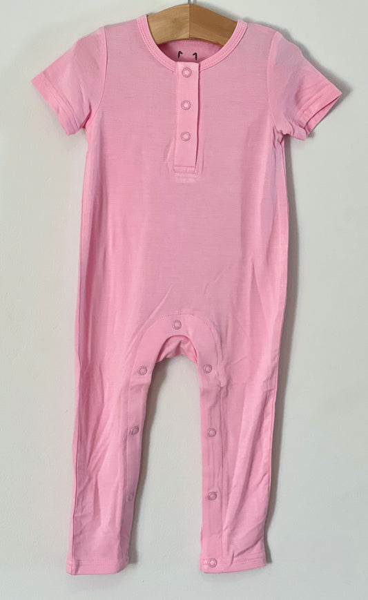 Tea Rose Pink Bamboo One Piece Snap Romper