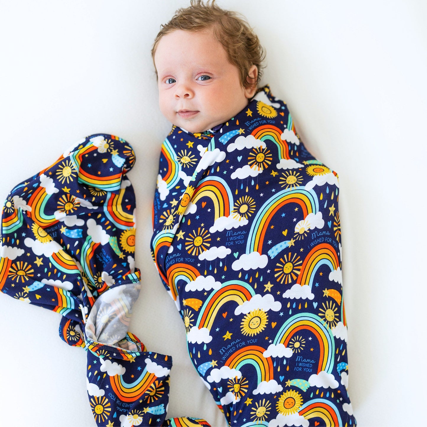 The Forever Swaddle Blanket | Here Comes the Sunshine (Blue)