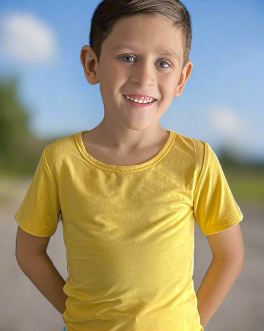 Snapdragon Yellow Two Piece Bamboo Shorts Pajama Set