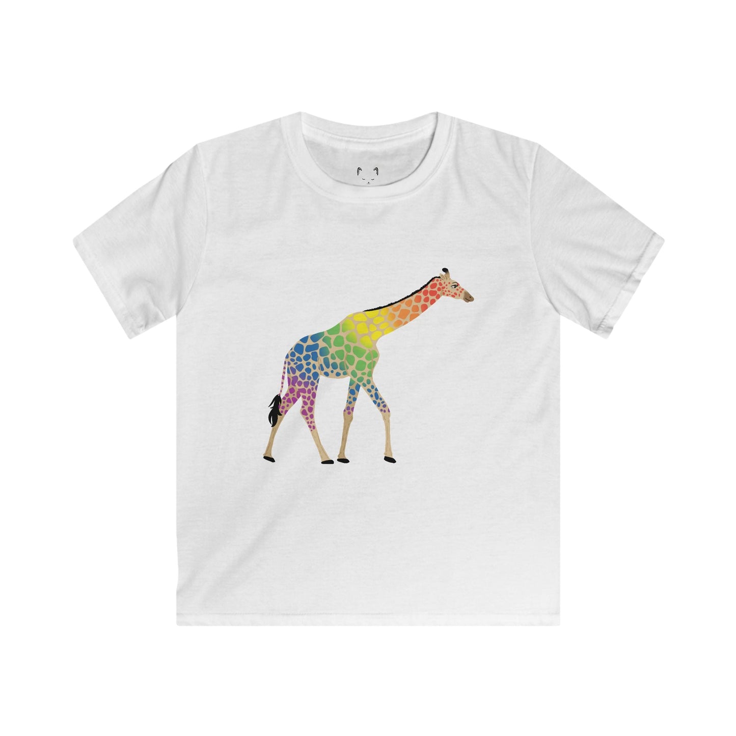 Rainbow on my Parade Giraffe Kids Softstyle Tee Shirt