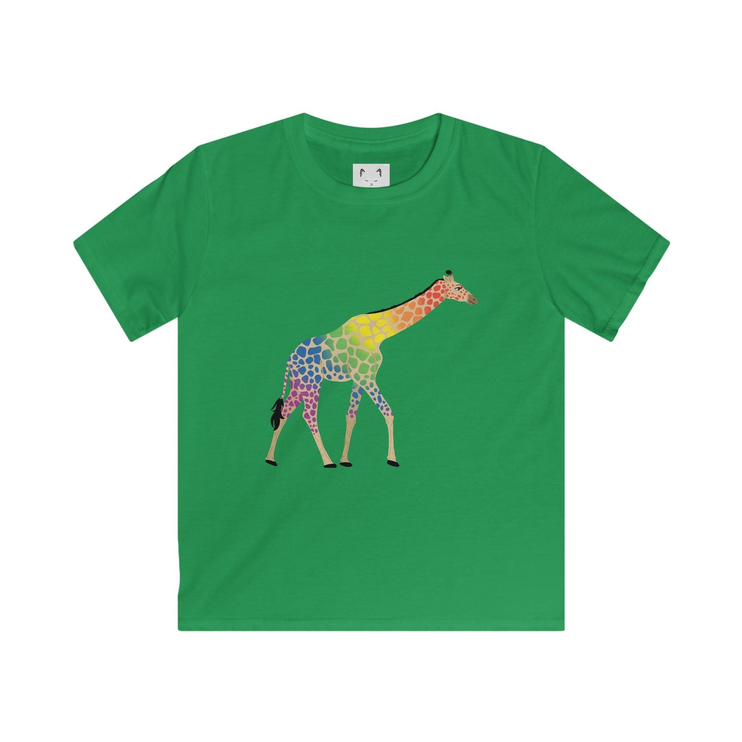 Rainbow on my Parade Giraffe Kids Softstyle Tee Shirt