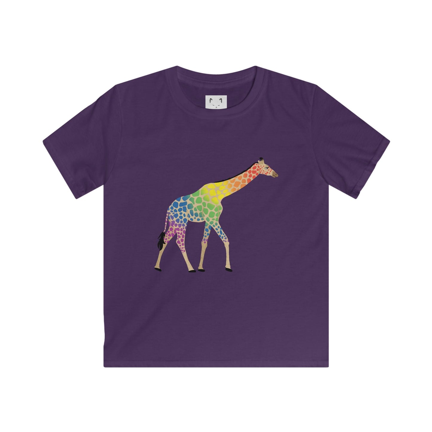 Rainbow on my Parade Giraffe Kids Softstyle Tee Shirt