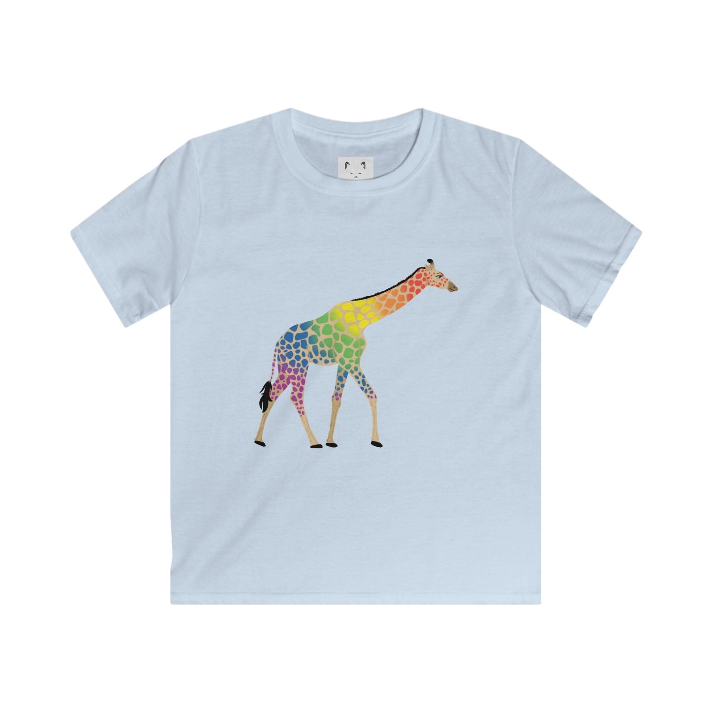 Rainbow on my Parade Giraffe Kids Softstyle Tee Shirt
