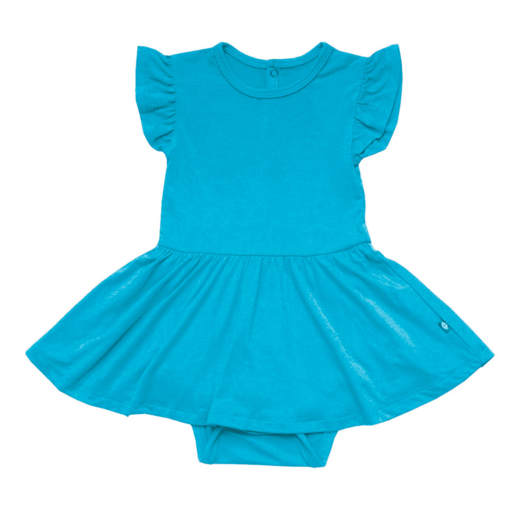 Cerulean Blue Bamboo Twirl Dress with Pockets