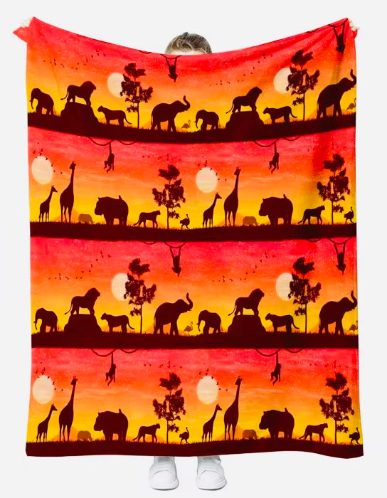 Sunset Safari Plush Blanket