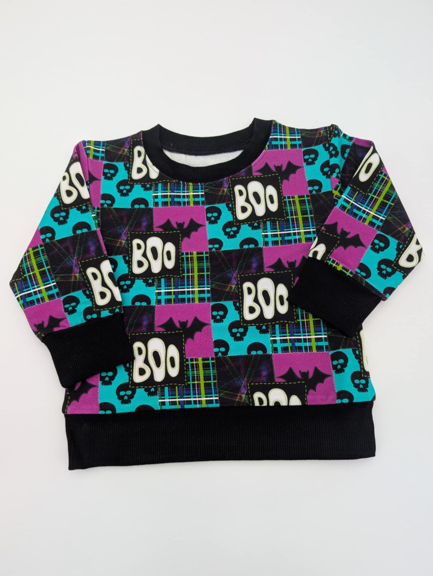 Boo Crew Plaid Crew Sweatshirt