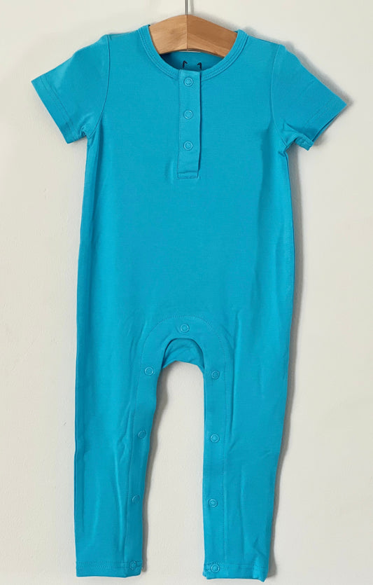 Cerulean Blue Bamboo One Piece Snap Romper