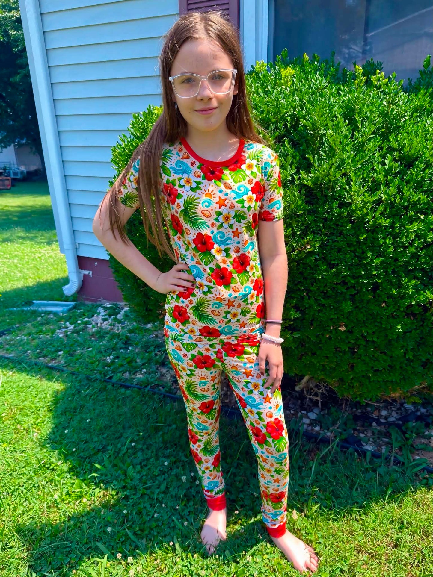 Two piece short sleeve and long pants