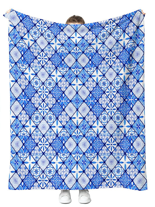 30. Mediterranean Tiles Plush Blanket 50x60