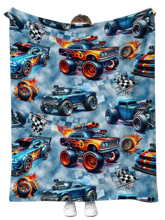 Blazing wheels plush blanket