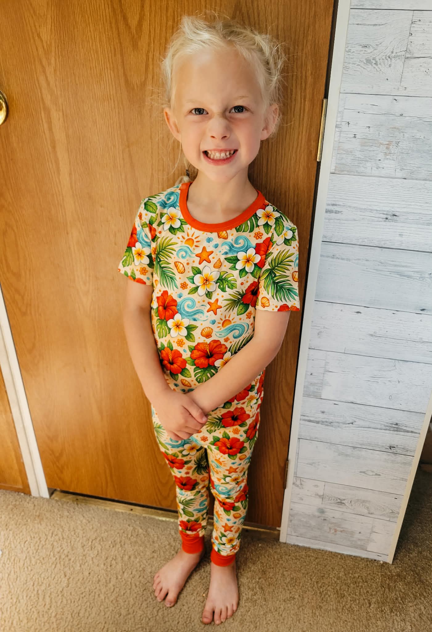 Two piece short sleeve and long pants