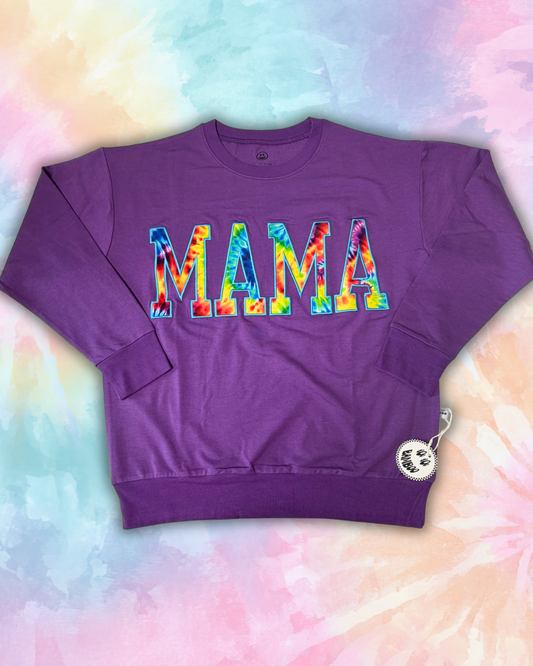 Good Vibes Only Mama Embroidered French Terry Crewneck