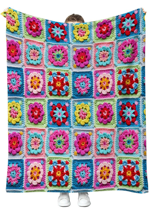 2. Granny Squares Plush Blanket 50x60