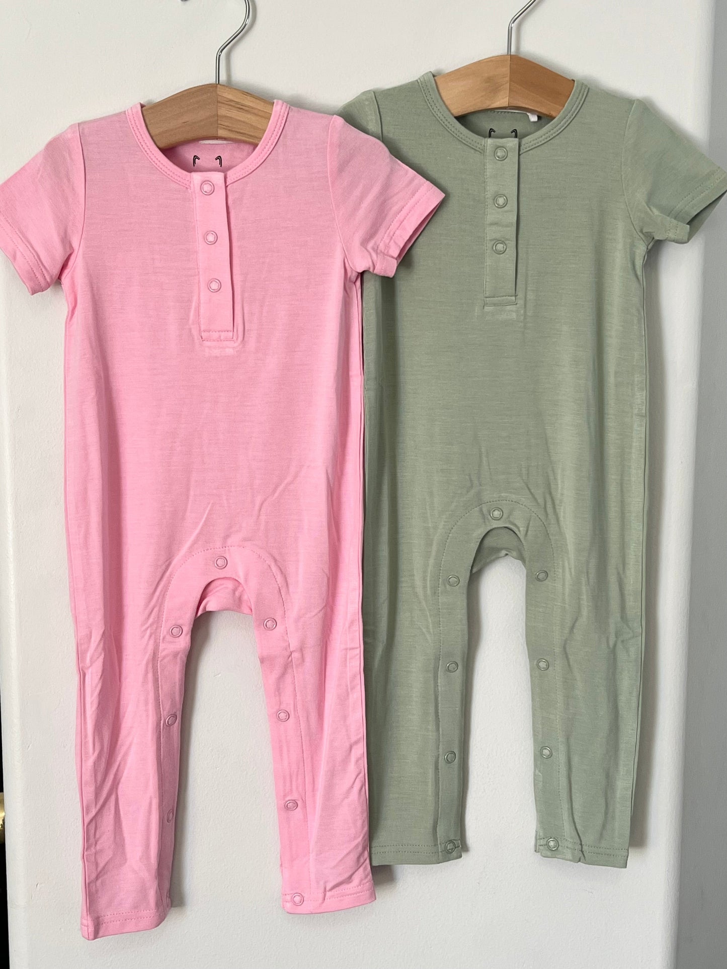 Tea Rose Pink Bamboo One Piece Snap Romper