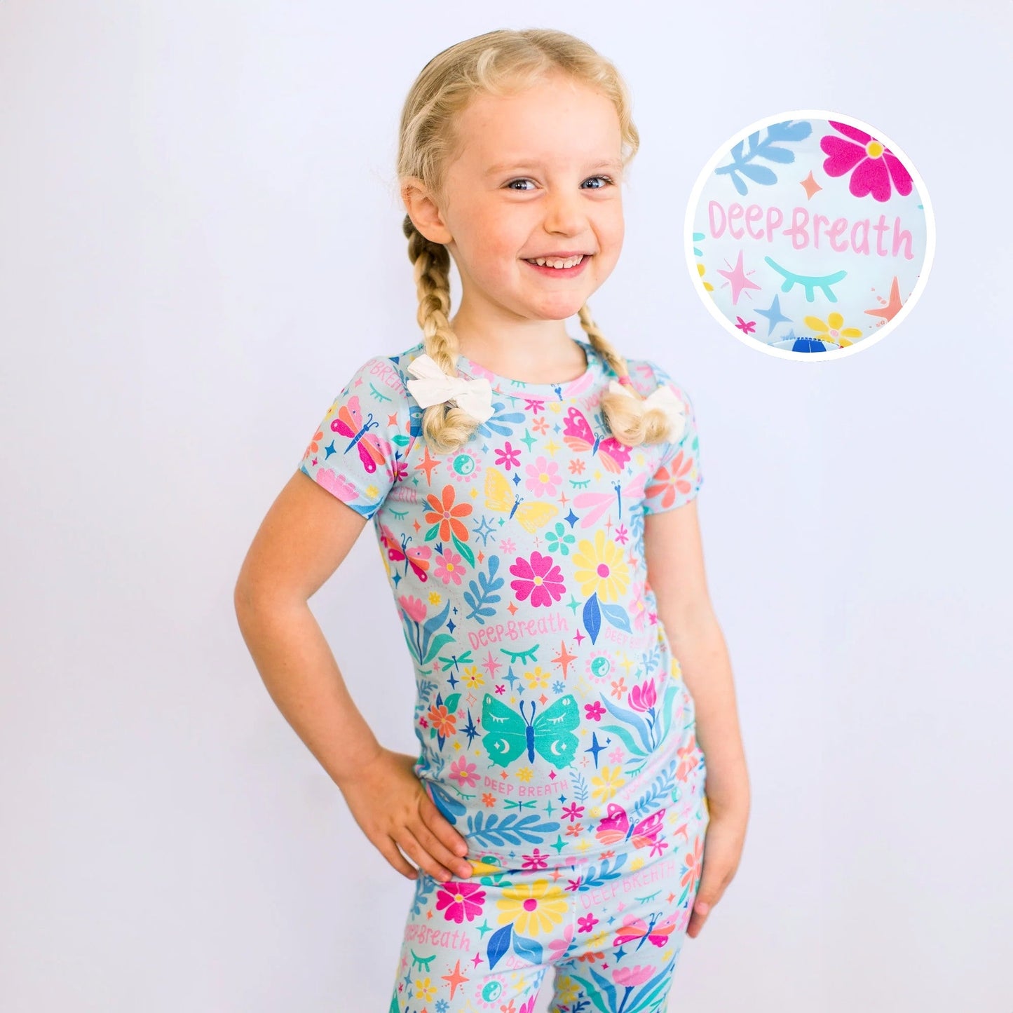 The Second-Skin 2-Piece Short Sleeve Pajama | Om Baby (Light Blue)