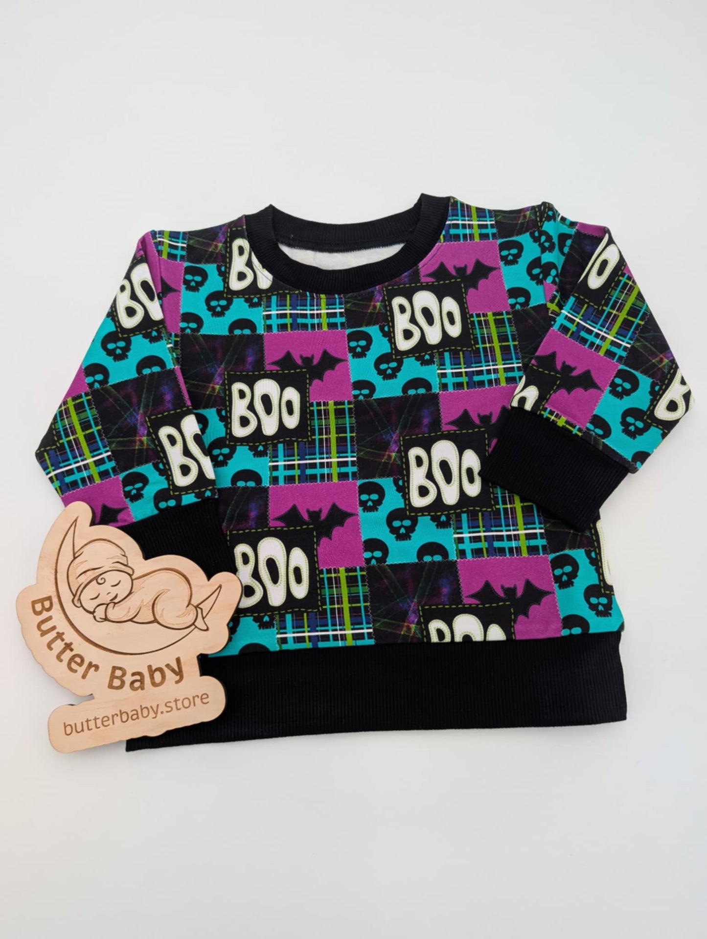 Boo Crew Plaid Crew Sweatshirt