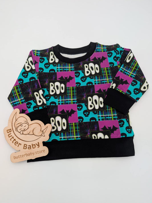 Boo Crew Plaid Crew Sweatshirt