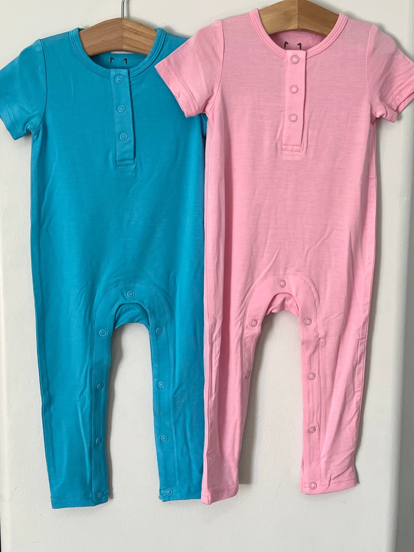 Cerulean Blue Bamboo One Piece Snap Romper