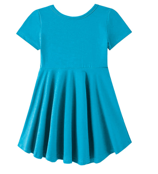 Cerulean Blue Bamboo Twirl Dress with Pockets