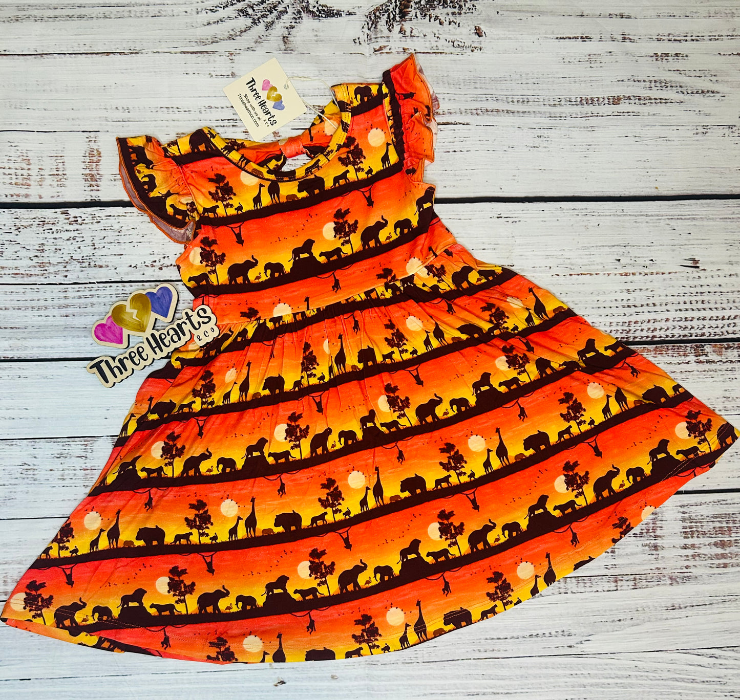 Sunset Safari Twirl dress with Bow back
