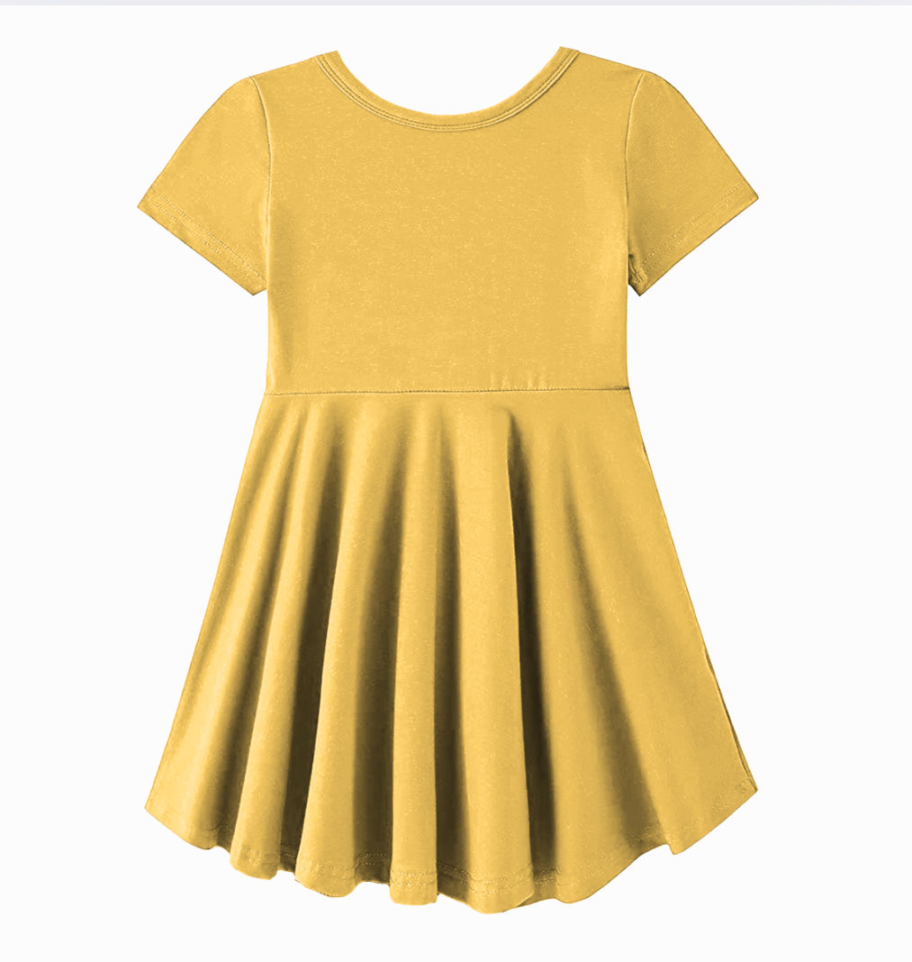 Snapdragon Yellow Bamboo Twirl Dress with Pockets