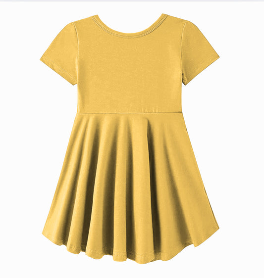 Snapdragon Yellow Bamboo Twirl Dress with Pockets