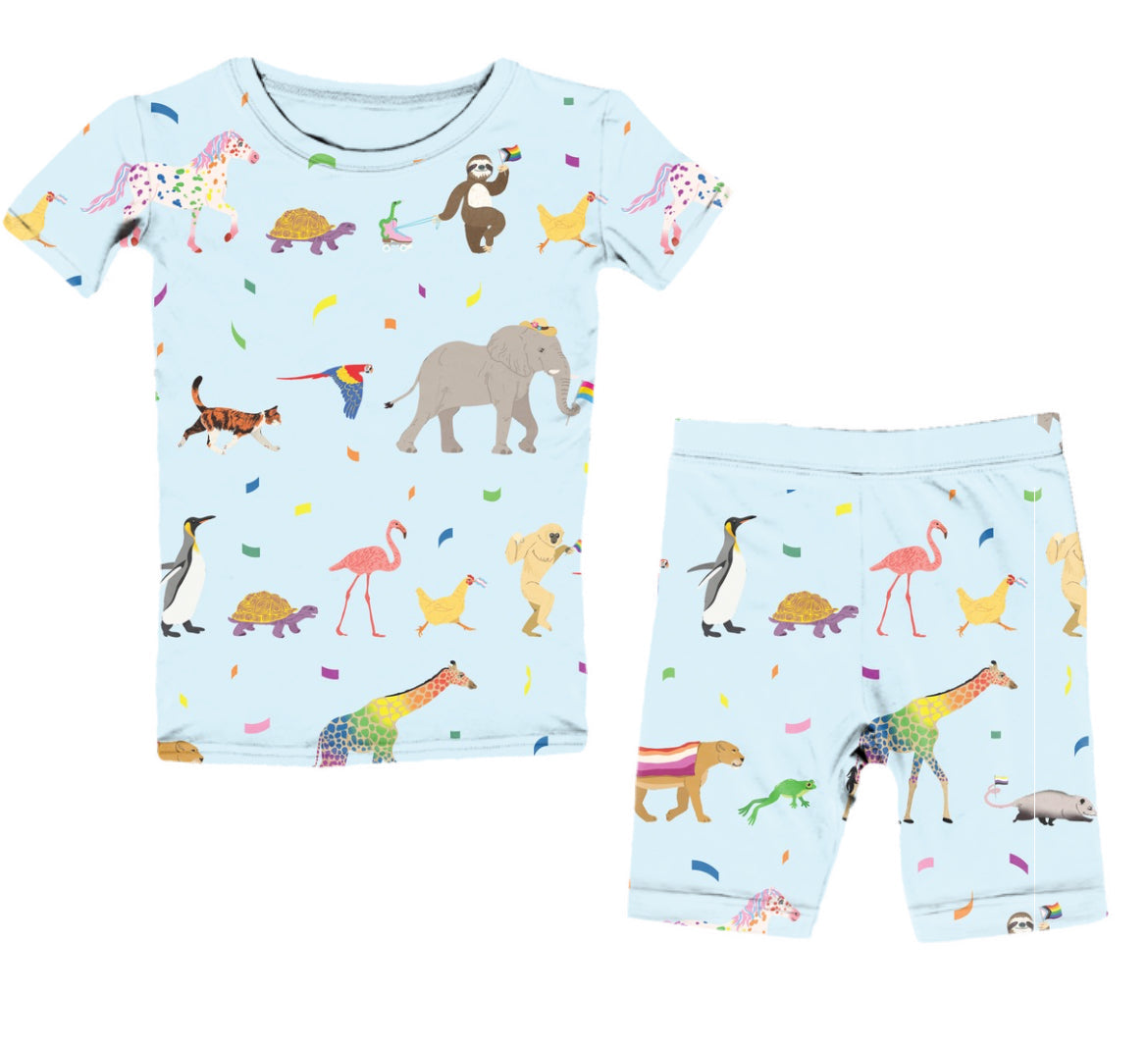 Rainbow on my Parade Bamboo Two Piece Shorts Pajama Set