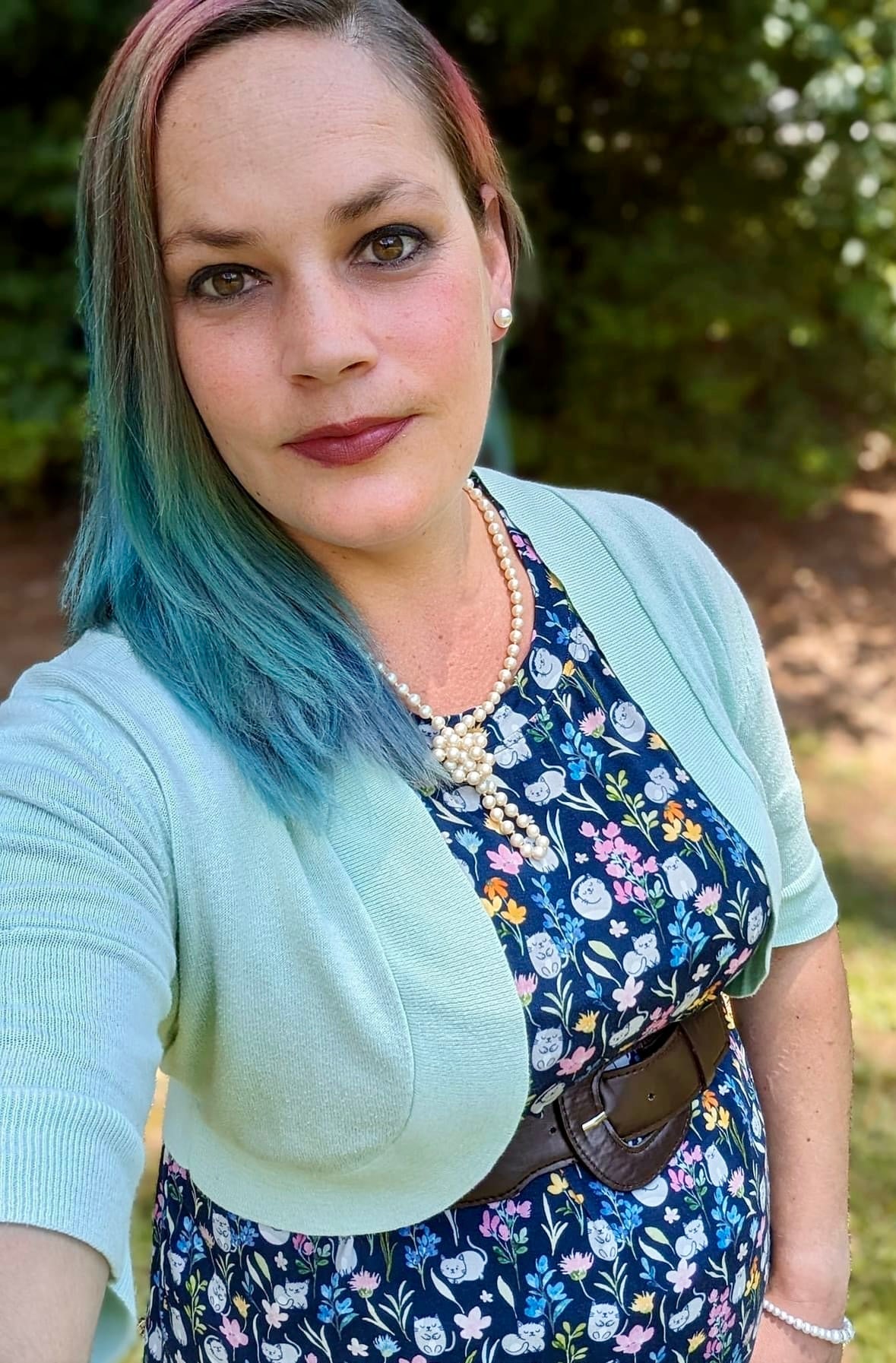 Clawed Meownet Floral Cats Adult Bamboo Sleep Shirt