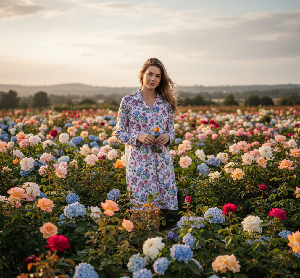 Beverly’s Garden Women’s Button Down Nightgown