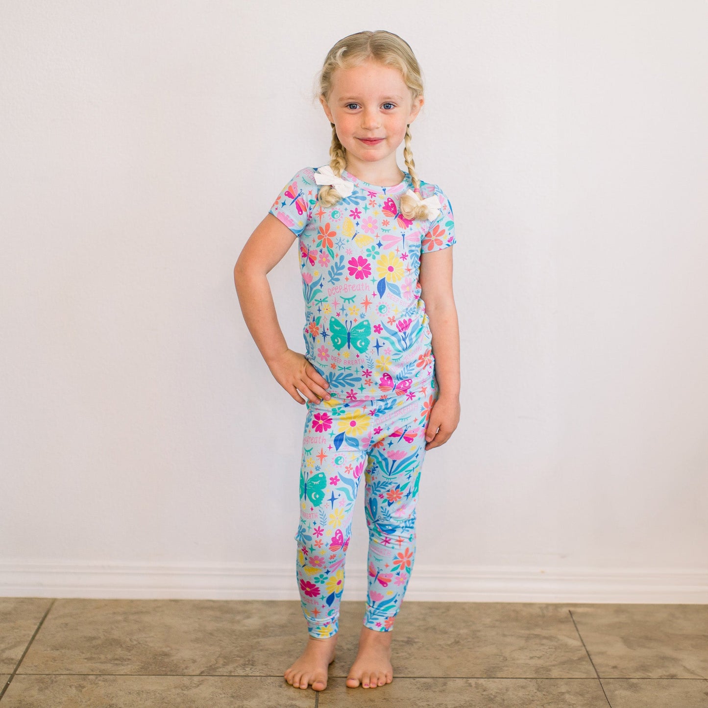 The Second-Skin 2-Piece Short Sleeve Pajama | Om Baby (Light Blue)