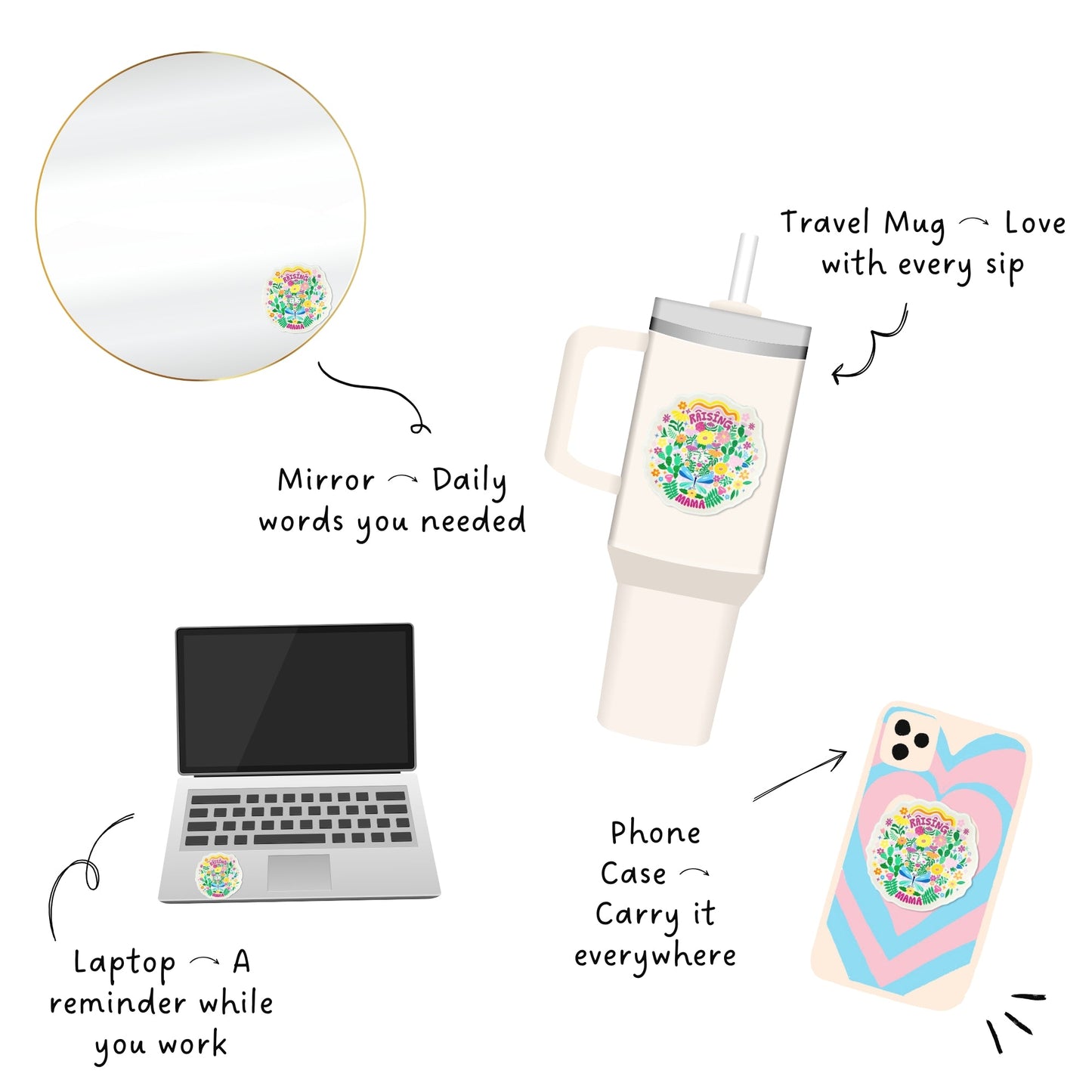 The Raising Mama Floral Sticker