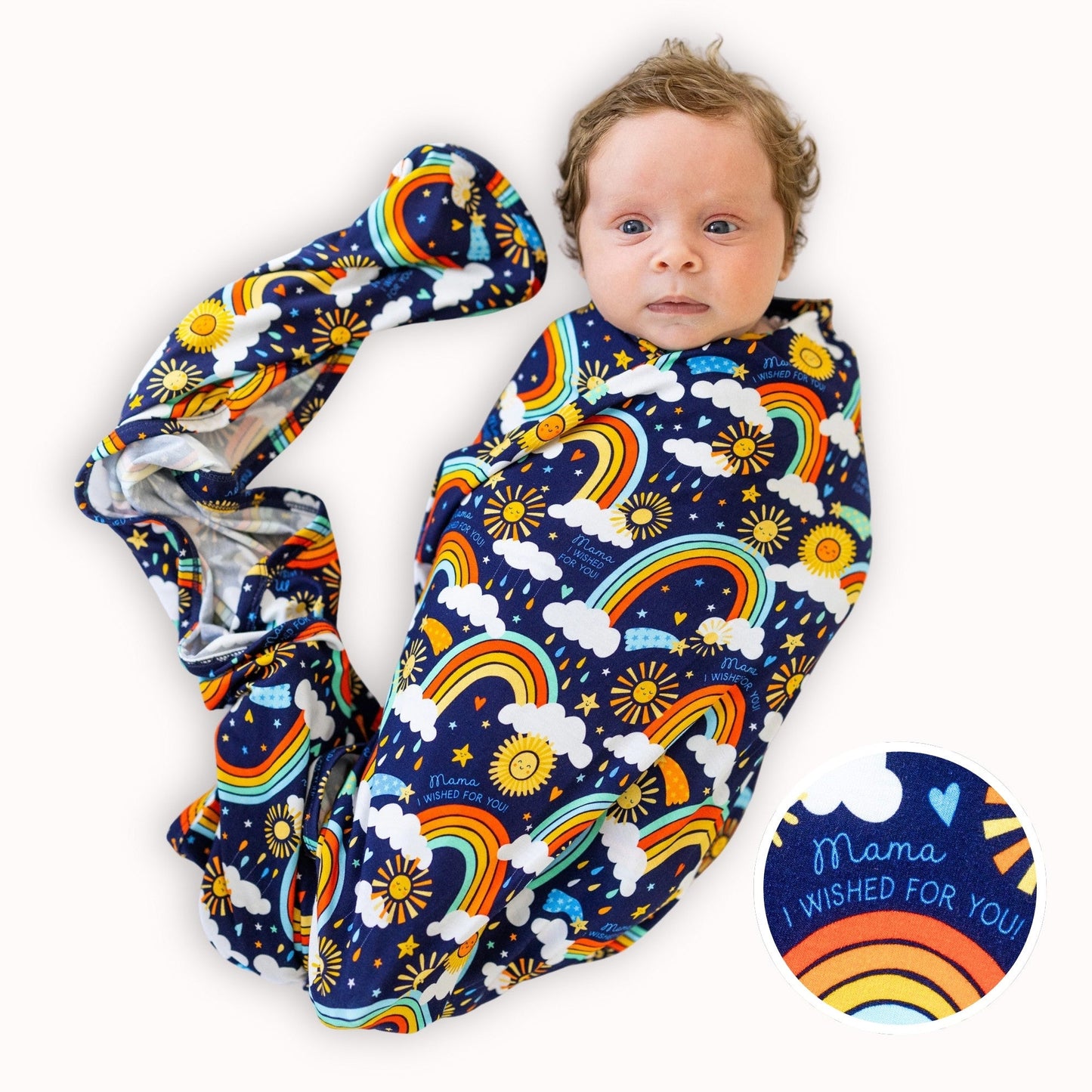 The Forever Swaddle Blanket | Here Comes the Sunshine (Blue)