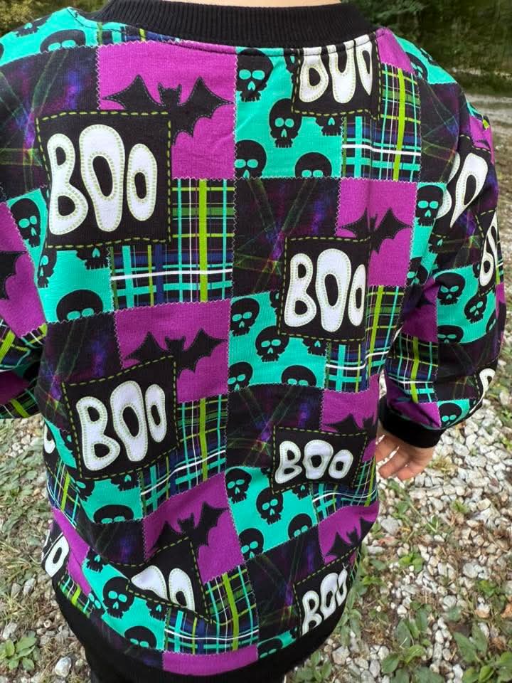 Boo Crew Plaid Crew Sweatshirt