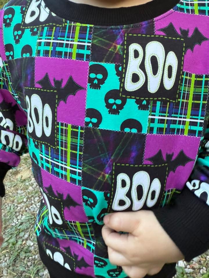 Boo Crew Plaid Crew Sweatshirt