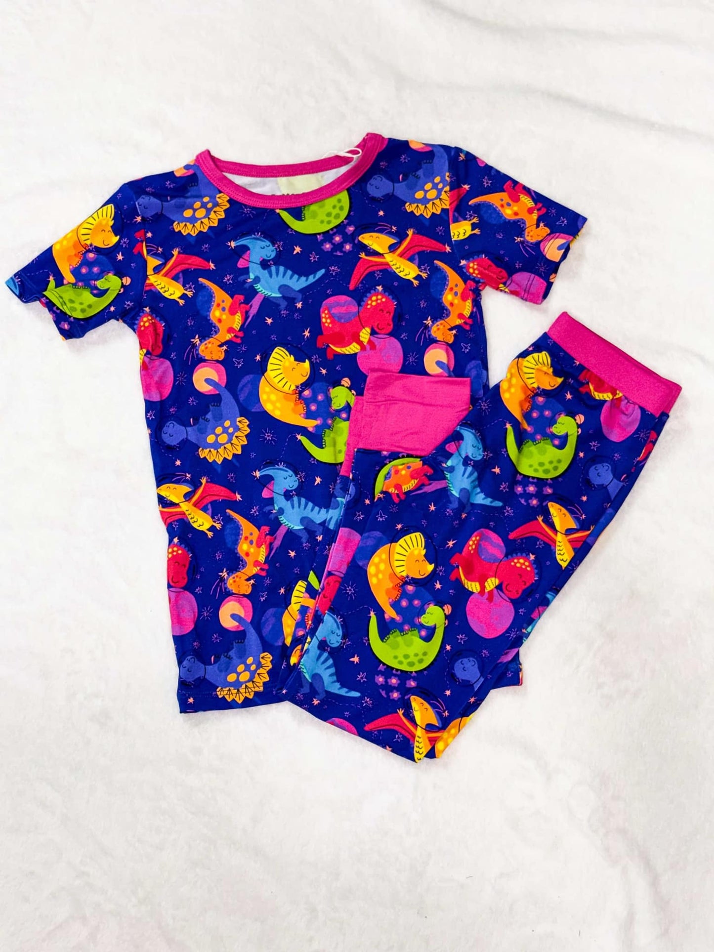 Dino-snores (purple) Short Sleeve 2pc Set